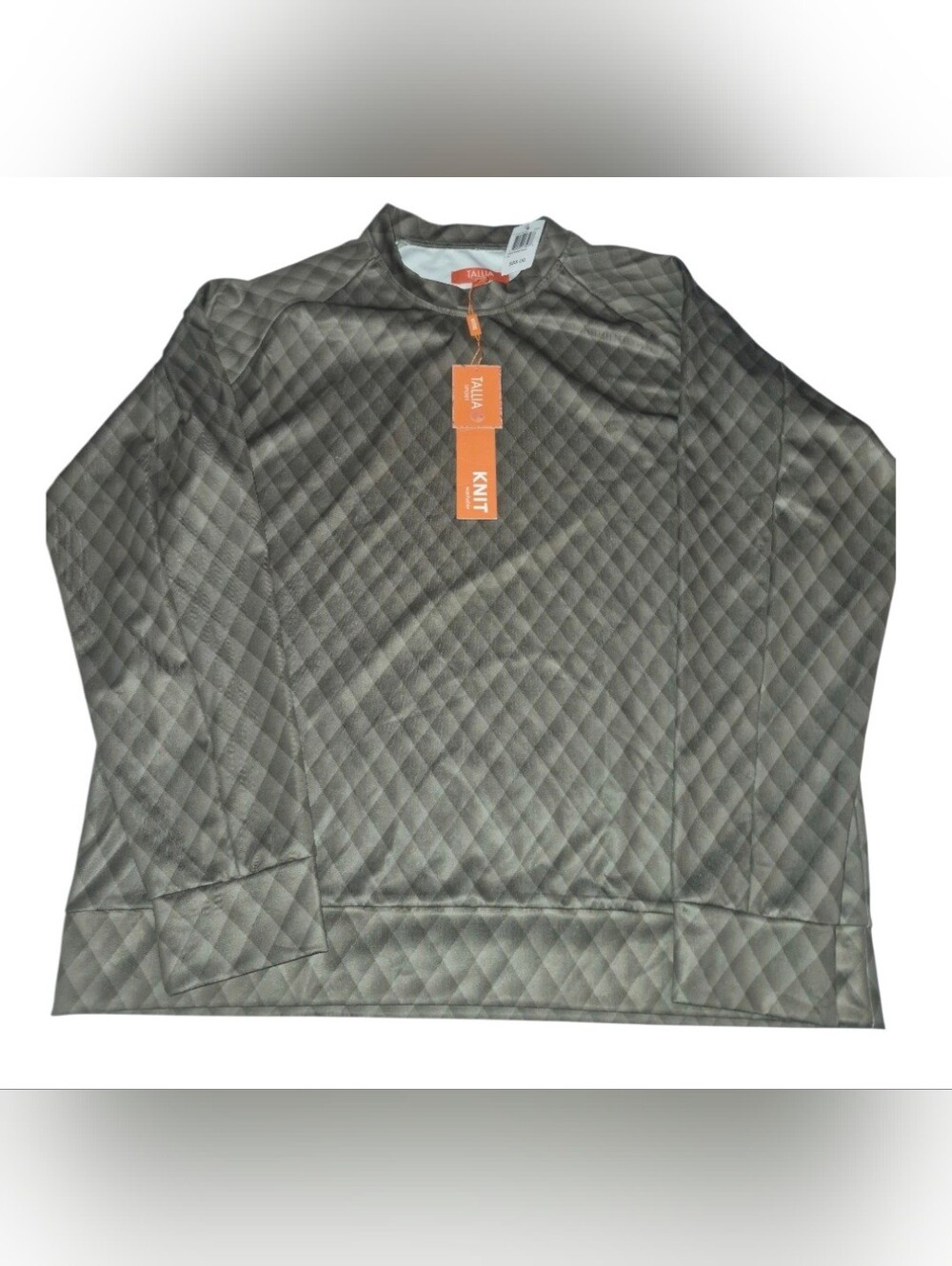 Tallia Quilted Knit Crewneck Sweater - Olive Gray